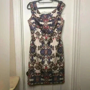 Multicolored Embellished Knee-Length Dress